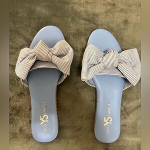 Yosi Samra Light Blue and White Striped Sandals. Size 9 1/2. Never Worn.